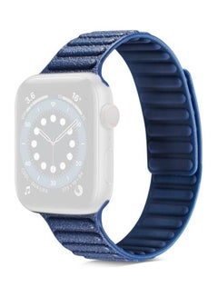 Litchi Texture Silicone Loopback Watchband For Apple Watch Series 7/6/SE/5/4/3/2/1 38/40/41mm Midnight Blue