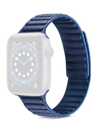 Litchi Texture Silicone Loopback Watchband For Apple Watch Series 7/6/SE/5/4/3/2/1 38/40/41mm Midnight Blue - v1634556951/N51419699A_1