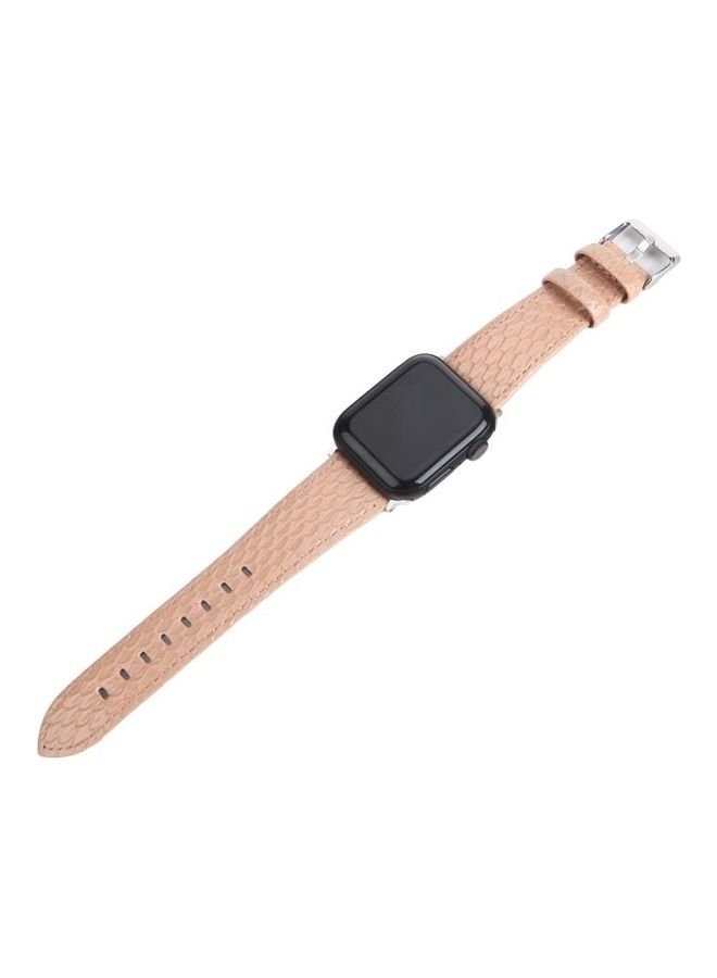 HuHa - Snake Texture Leather Replacement Strap Watchband For Apple Watch Series 7/6/SE/5/4/3/2/1 38/40/41mm Pink - Image 1