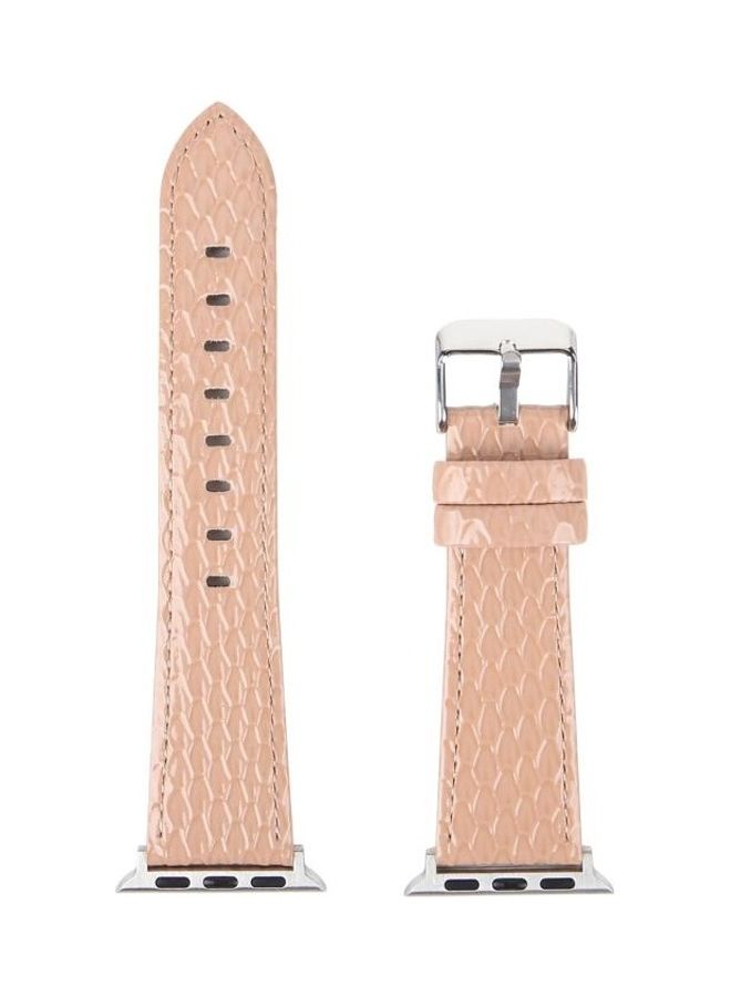HuHa - Snake Texture Leather Replacement Strap Watchband For Apple Watch Series 7/6/SE/5/4/3/2/1 38/40/41mm Pink - Image 1