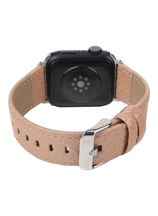 HuHa - Snake Texture Leather Replacement Strap Watchband For Apple Watch Series 7/6/SE/5/4/3/2/1 38/40/41mm Pink - Image 1