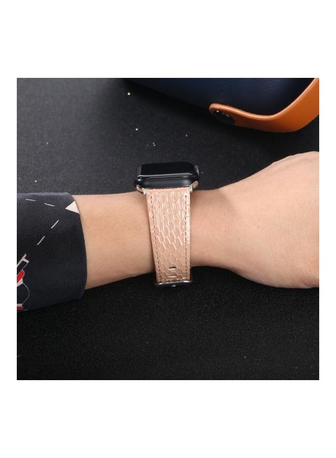 HuHa - Snake Texture Leather Replacement Strap Watchband For Apple Watch Series 7/6/SE/5/4/3/2/1 38/40/41mm Pink - Image 1