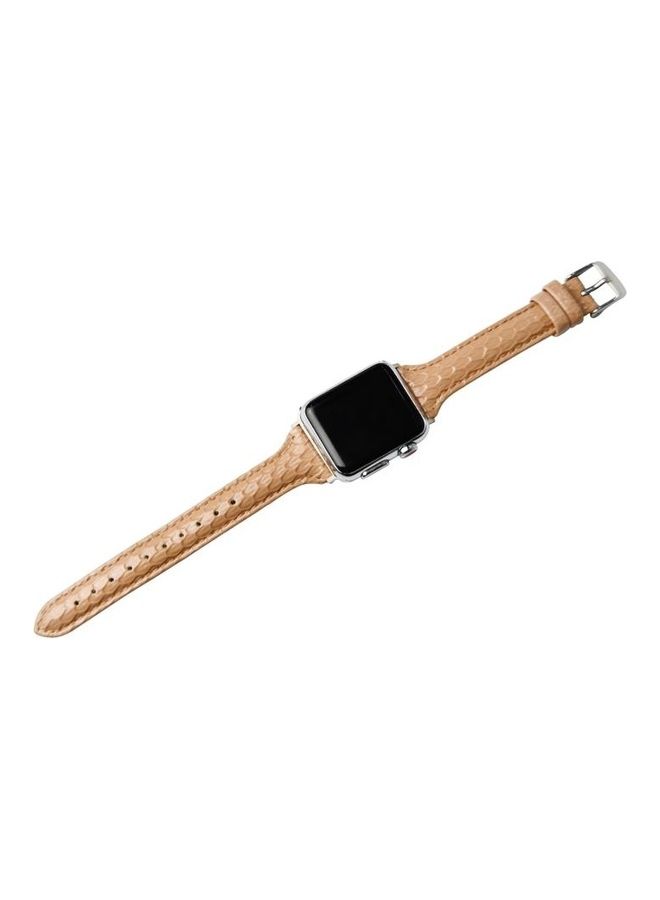 HuHa - Snake Texture Small Waist Leather Replacement Strap Watchband For Apple Watch Series 7/6/SE/5/4/3/2/1 38/40/41mm Pink - Image 1