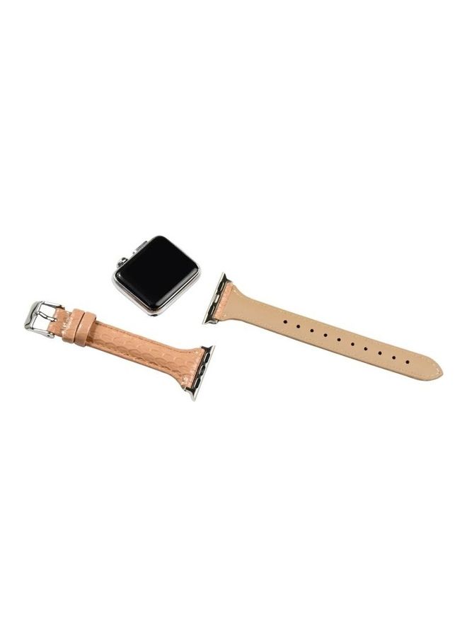 HuHa - Snake Texture Small Waist Leather Replacement Strap Watchband For Apple Watch Series 7/6/SE/5/4/3/2/1 38/40/41mm Pink - Image 1