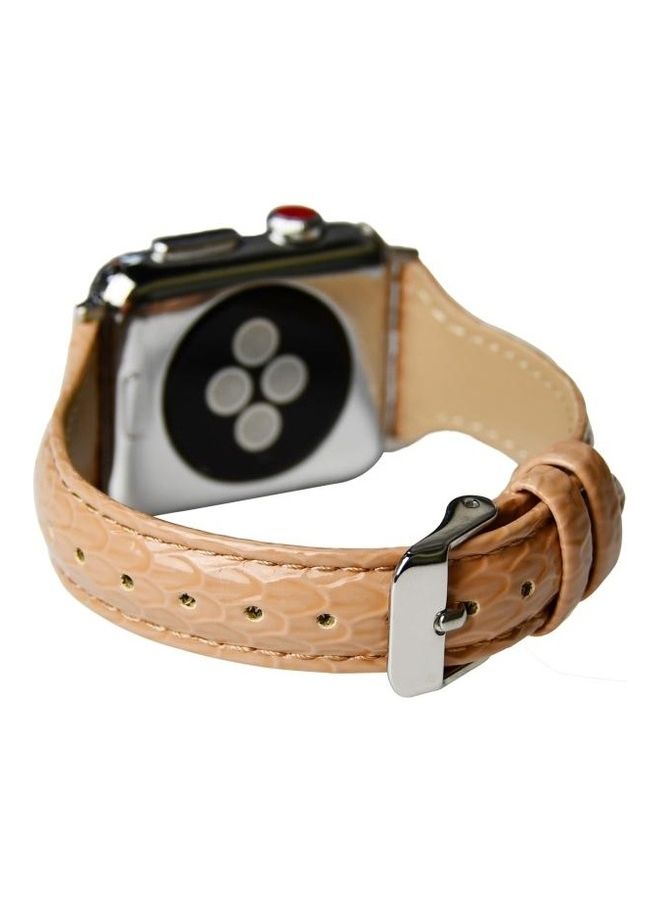 HuHa - Snake Texture Small Waist Leather Replacement Strap Watchband For Apple Watch Series 7/6/SE/5/4/3/2/1 38/40/41mm Pink - Image 1