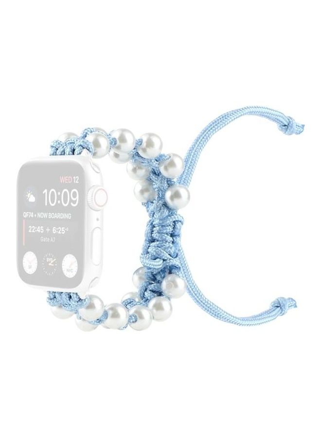 HuHa Umbrella Rope Bead Nylon Replacement Watchbands For Apple Watch Series 1/2/3/4/5/6/7/SE 42-44-45mm Light Blue - Image 1