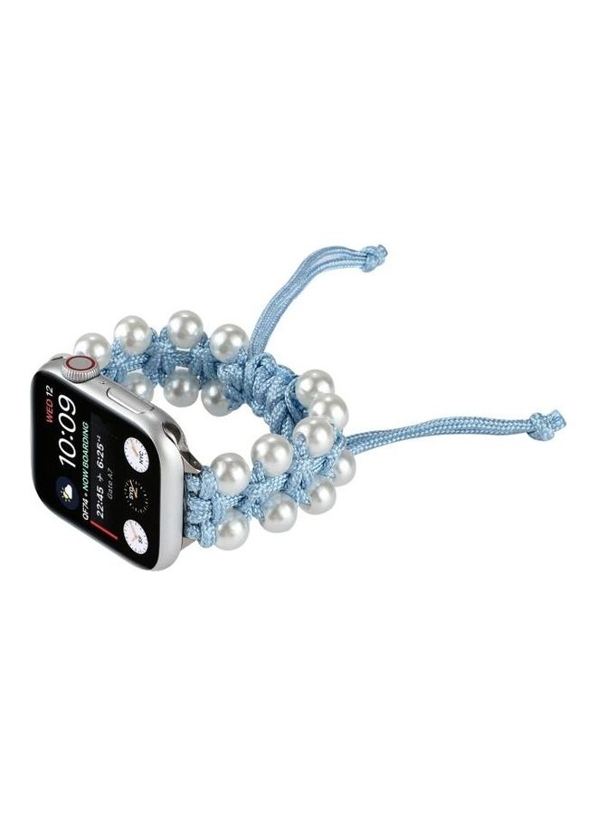 HuHa Umbrella Rope Bead Nylon Replacement Watchbands For Apple Watch Series 1/2/3/4/5/6/7/SE 42-44-45mm Light Blue - Image 3