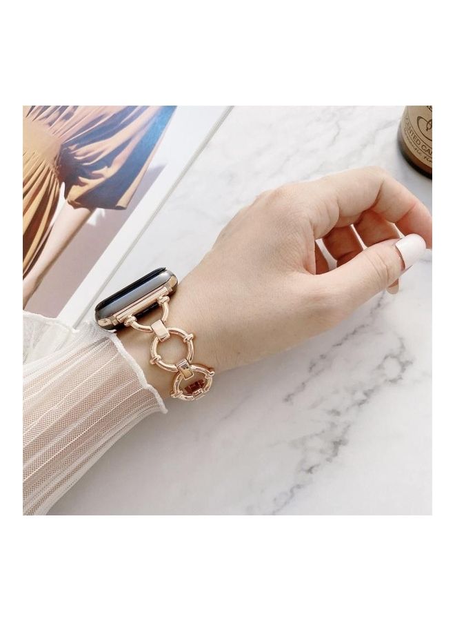 HuHa - O-Shaped Chain Metal Replacement Strap Watchband For Apple Watch Series 7/6/5/4/3/2/1/SE 41/40/38mm Rose Gold - Image 1