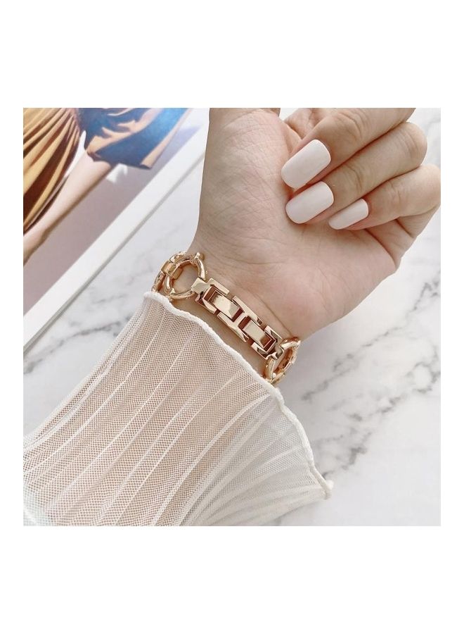 HuHa - O-Shaped Chain Metal Replacement Strap Watchband For Apple Watch Series 7/6/5/4/3/2/1/SE 41/40/38mm Rose Gold - Image 1