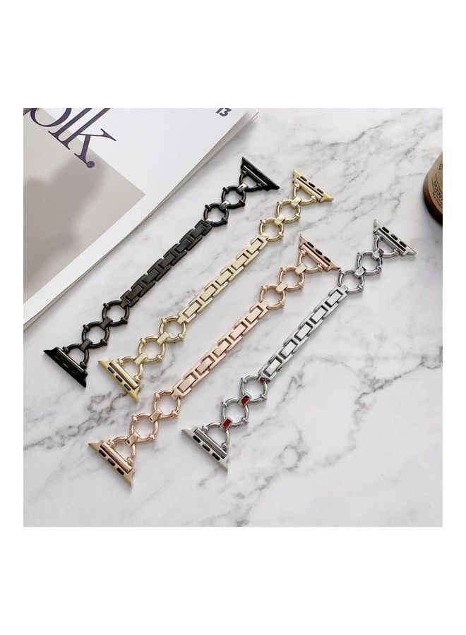 HuHa - O-Shaped Chain Metal Replacement Strap Watchband For Apple Watch Series 7/6/5/4/3/2/1/SE 41/40/38mm Rose Gold - Image 1
