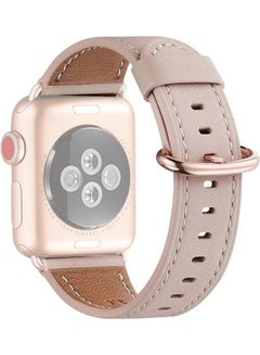 HuHa Round Buckle Leather Replacement Wrist Strap Watchband For Apple Watch Series 7/6/SE/5/4/3/2/1 45/44/42mm Pink  - Image 1