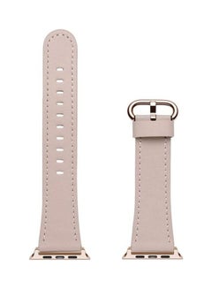 HuHa Round Buckle Leather Replacement Wrist Strap Watchband For Apple Watch Series 7/6/SE/5/4/3/2/1 45/44/42mm Pink  - Image 2