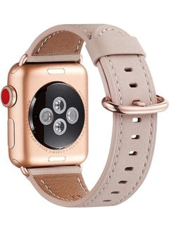 HuHa Round Buckle Leather Replacement Wrist Strap Watchband For Apple Watch Series 7/6/SE/5/4/3/2/1 45/44/42mm Pink  - Image 3