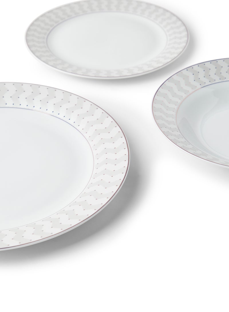 Noon East 12-Piece Porcelain Dinner Set, Plates, Dishes, Soup Plate, Serves 4 White - Image 2