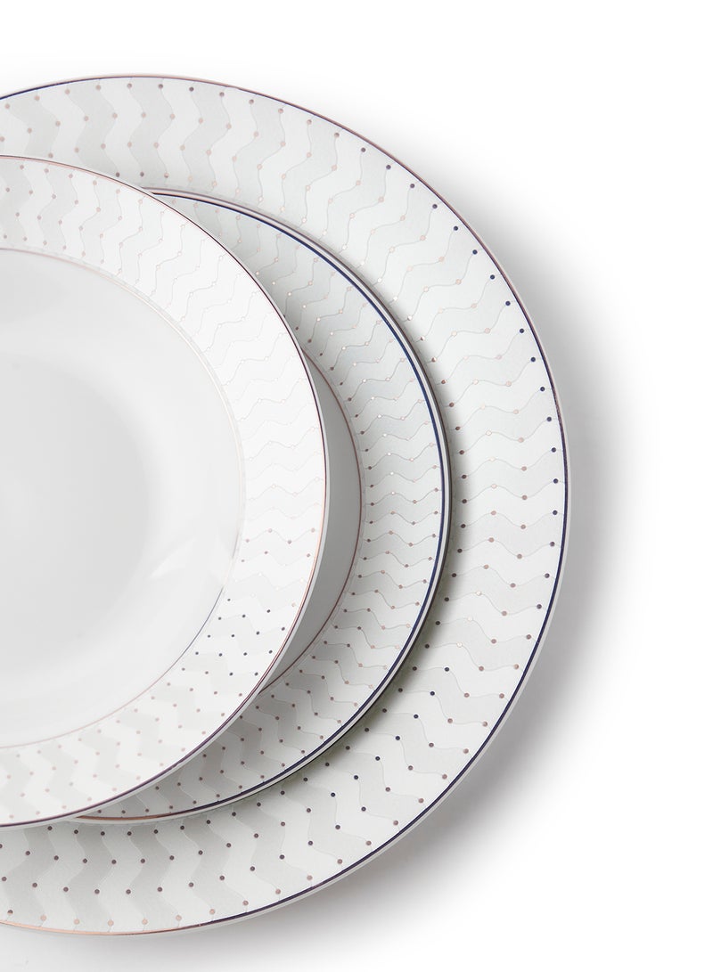 Noon East 12-Piece Porcelain Dinner Set, Plates, Dishes, Soup Plate, Serves 4 White - Image 3