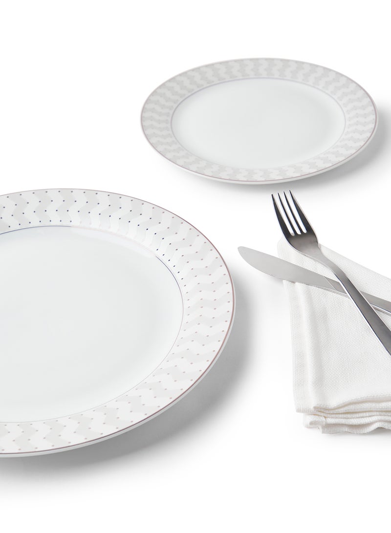 Noon East 12-Piece Porcelain Dinner Set, Plates, Dishes, Soup Plate, Serves 4 White - Image 4