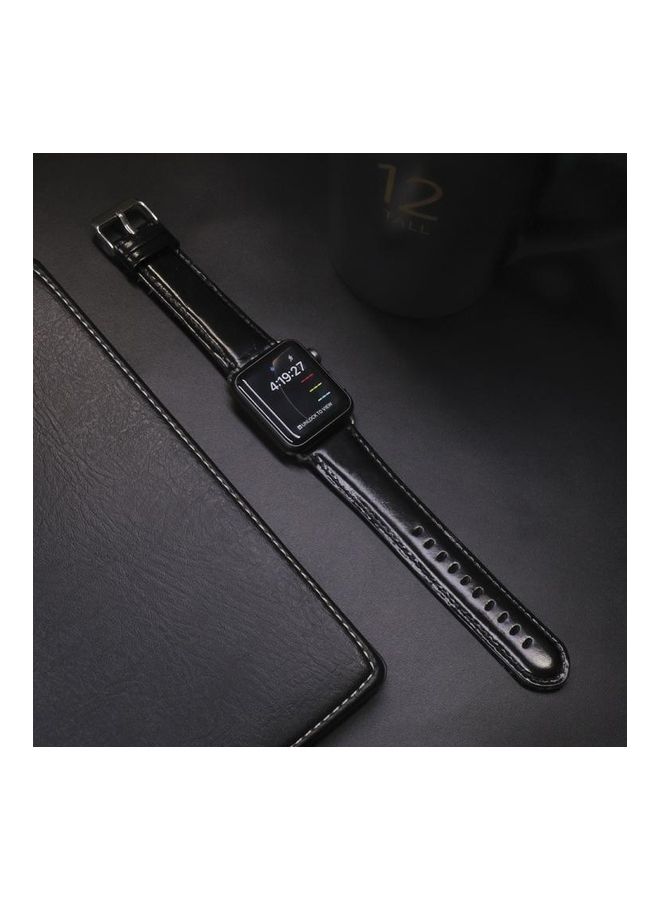 HuHa Retro Crazy Horse Texture Genuine Replacement Watchband Black - Image 2