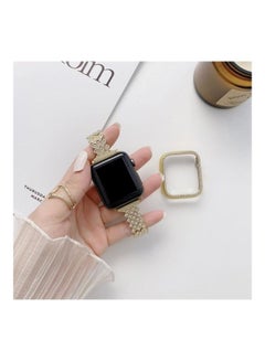 2-Piece Replacement Strap And Protective Case For Apple Watch Series Gold
