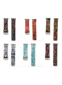 HuHa Retro Silk Canvas with Genuine Leather Wrist Band For Apple Watch Series 3/2/1 38mm Multicolour  - Image 5