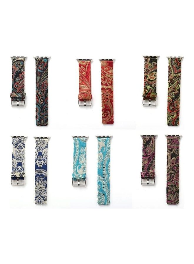 HuHa Retro Silk Canvas with Genuine Leather Wrist Band For Apple Watch Series 3/2/1 38mm Multicolour - Image 5
