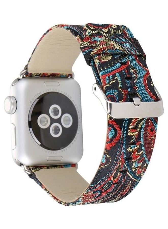 HuHa Retro Silk Canvas with Genuine Leather Wrist Band For Apple Watch Series 3/2/1 38mm Multicolour - Image 3