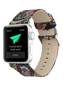 HuHa Retro Silk Canvas with Genuine Leather Wrist Band For Apple Watch Series 3/2/1 38mm Multicolour  - Image 4