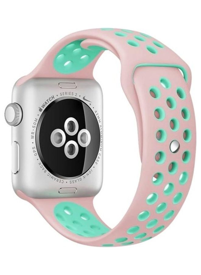 HuHa Replacement Watchband for Apple Watch Series 7/6/5/4/3/2/1/SE 42/44/45mm Pink/Green - Image 1