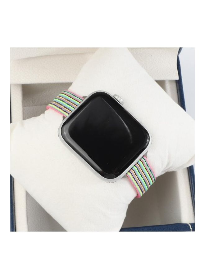 HuHa Woven Canvas Nylon Wrist Strap Watch Band For Apple Watch Series 1/2/3/4/5/6/7/SE 42-44-45mm Pink/Green - Image 3