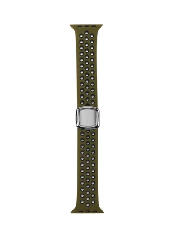 HuHa Ethnic Replacement Watchband for Apple Watch Series 1/2/3/4/5/6/7/SE 42/44/45mm Olive Green Black - Image 2
