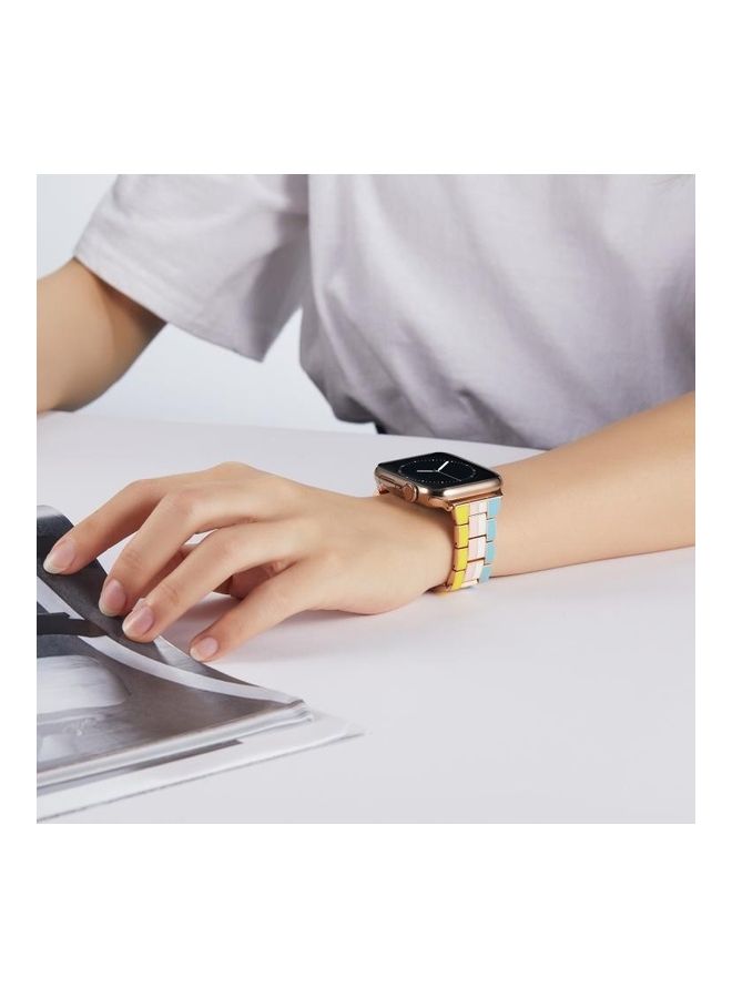 HuHa Steel Replacement Watchband For Apple Watch Series 7/6/5/4/3/2/1/SE 45/44/42mm Rainbow - Image 5