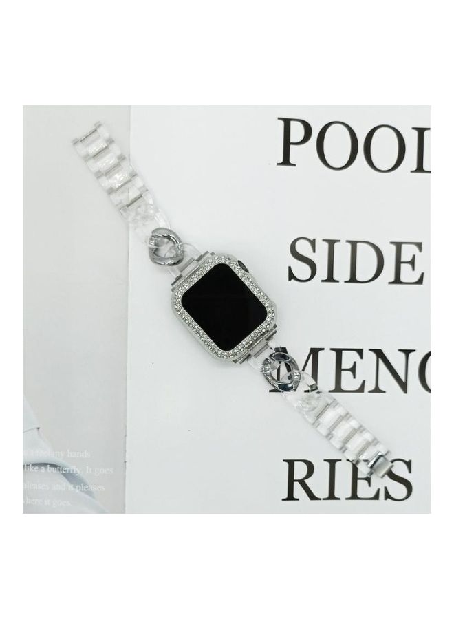 HuHa - Transparent Cowboy Chain Replacement Strap Watchband For Apple Watch Series 1/2/3/4/5/6/7/SE 42-44-45mm Silver - Image 1