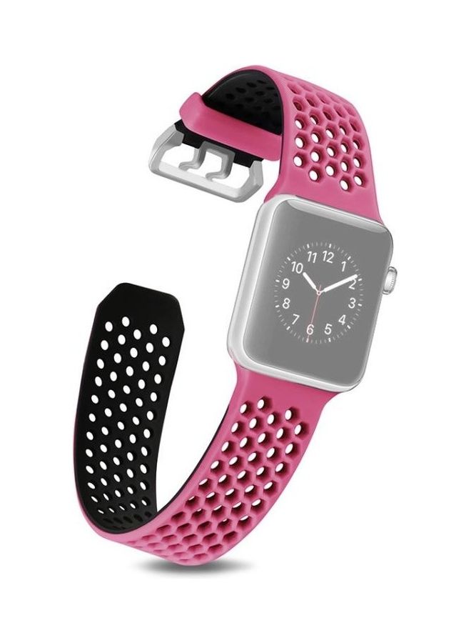 HuHa Replacement Watchband for Apple Watch Series 7/6/5/4/3/2/1/SE 42/44/45mm Pink/Black - Image 2