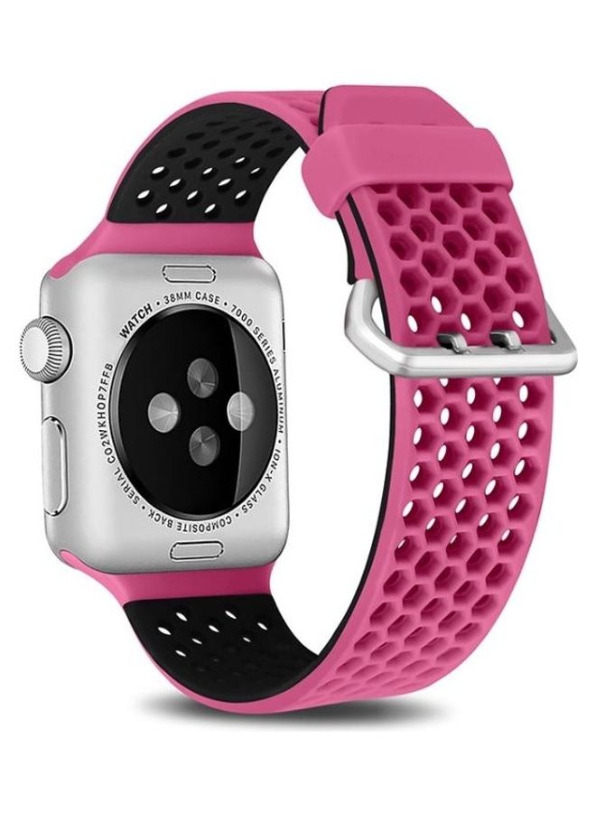 HuHa Replacement Watchband for Apple Watch Series 7/6/5/4/3/2/1/SE 42/44/45mm Pink/Black - Image 1