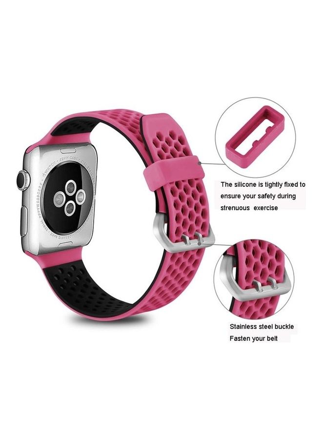 HuHa Replacement Watchband for Apple Watch Series 7/6/5/4/3/2/1/SE 42/44/45mm Pink/Black - Image 4