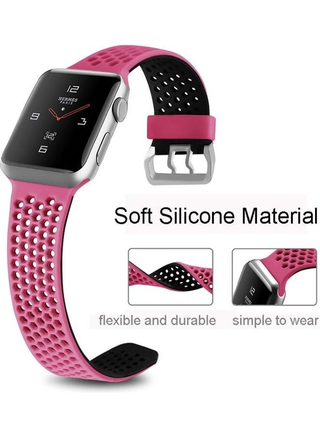 HuHa Replacement Watchband for Apple Watch Series 7/6/5/4/3/2/1/SE 42/44/45mm Pink/Black - Image 5