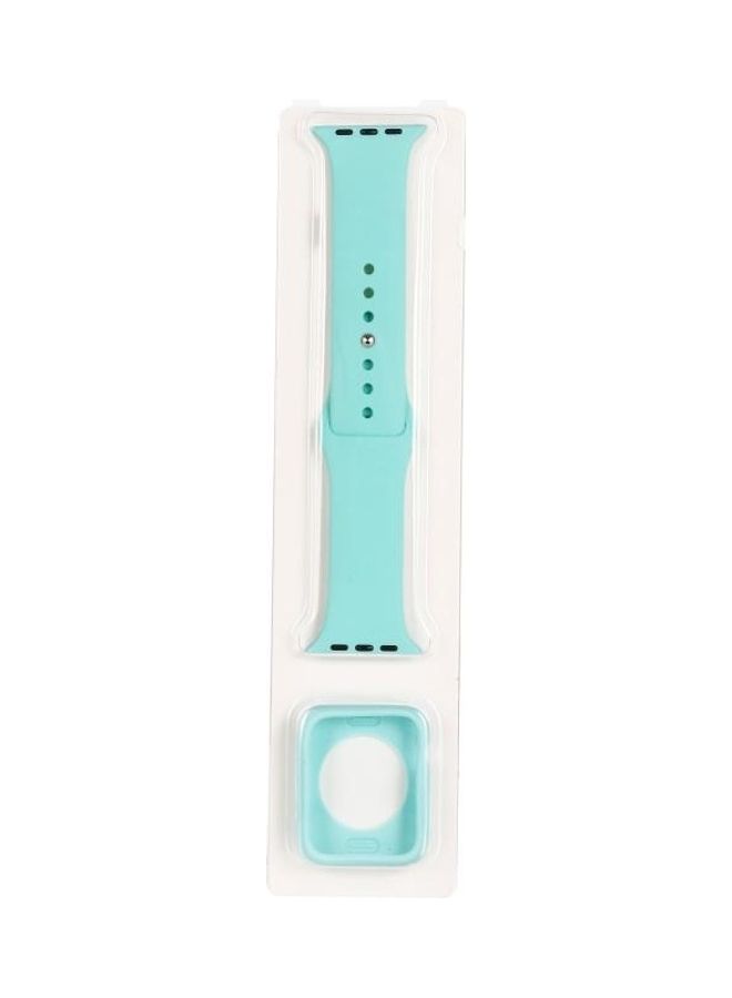 HuHa Silicone Replacement Strap Watchband with Protective Case Set For Apple Watch Series 3/2/1 42mm Light Blue - Image 1