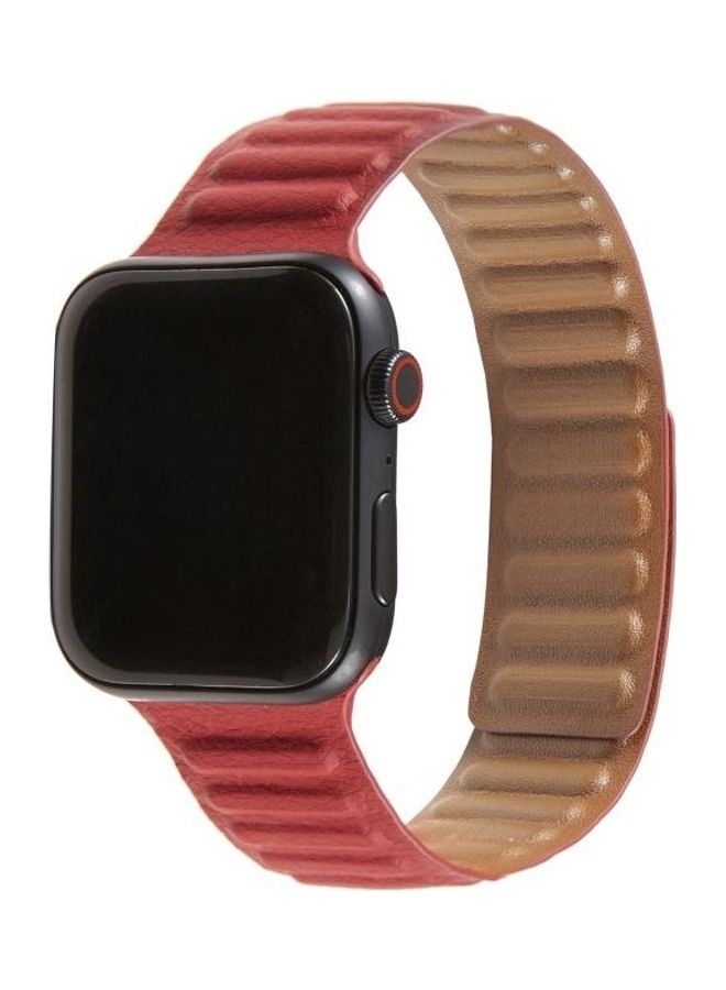 Loop Leather Watchband For Apple Watch Series 7/6/SE/5/4/3/2/1 38/40/41mm Red