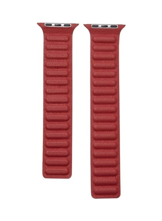 Loop Leather Watchband For Apple Watch Series 7/6/SE/5/4/3/2/1 38/40/41mm Red