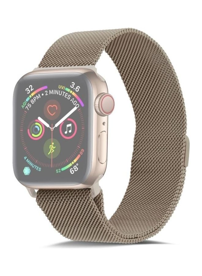 HuHa Replacement Watchband for Apple Watch Series 7/6/5/4/3/2/1/SE 42/44/45mm Gold - Image 1