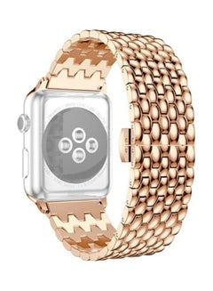 HuHa Dragon Scale Texture Metal Replacement Strap Watchband For Apple Watch Series 1/2/3/4/5/6/7/SE 38-40-41mm Rose Gold  - Image 1