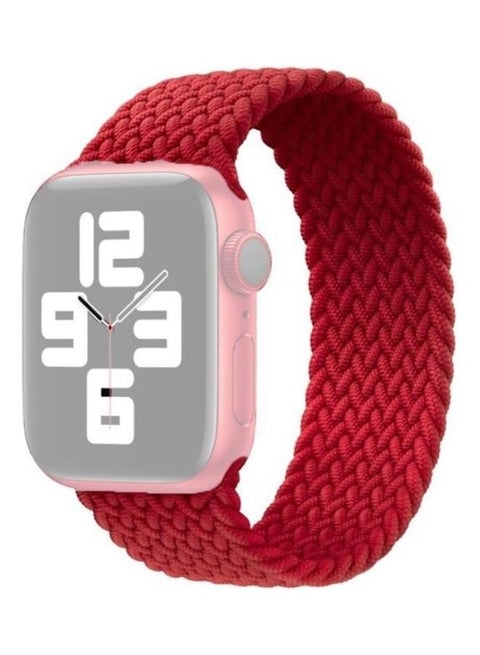 Nylon Single-turn Braided Watchband For Apple Watch Series 7/6/5/4/3/2/1/SE 45/44/42mm Red