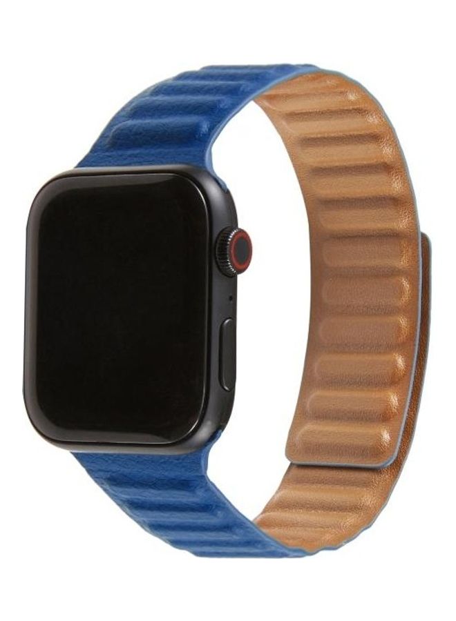 HuHa Loop Leather Watchband For Apple Watch Series 7/6/SE/5/4/3/2/1 42/44/45mm Midnight Blue - Image 1