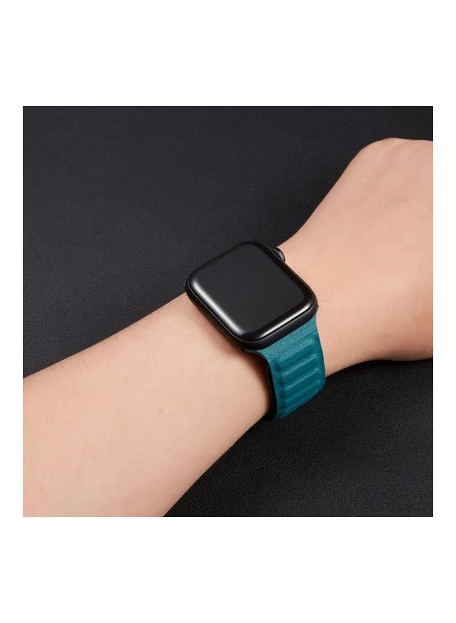 HuHa - Loop Leather Watchband For Apple Watch Series 7/6/SE/5/4/3/2/1 38/40/41mm Midnight Blue - Image 1