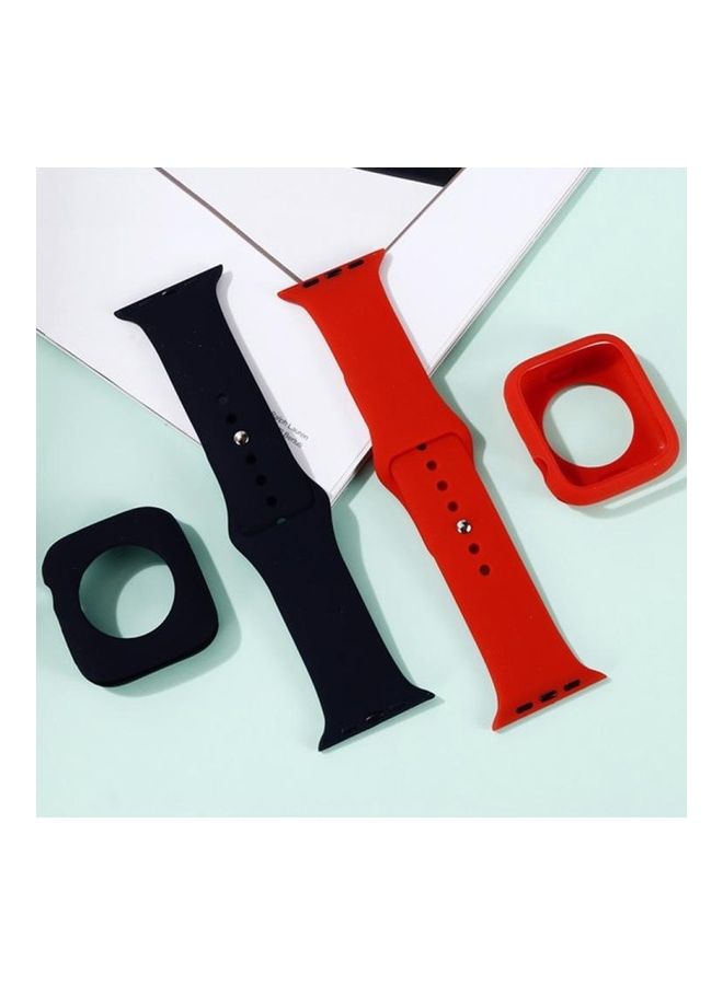 HuHa - Silicone Replacement Strap Watchband with Protective Case Set For Apple Watch Series 3/2/1 42mm Midnight Blue - Image 1