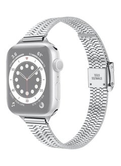 Ethnic Replacement Watchband for Apple Watch Series 1/2/3/4/5/6/7/SE 38/40/41mm Silver