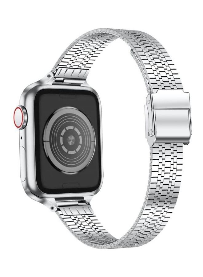 HuHa - Ethnic Replacement Watchband for Apple Watch Series 1/2/3/4/5/6/7/SE 38/40/41mm Silver - Image 1