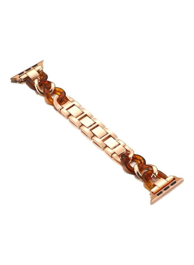 HuHa Ethnic Replacement Watchband for Apple Watch Series 1/2/3/4/5/6/7/SE 42/44/45mm Rose Gold/Tortoiseshell - Image 1