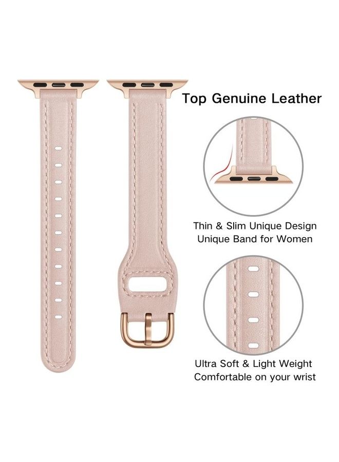 HuHa Women Starry Sky Style Leather Replacement Strap Watchband For Apple Watch Series 1/2/3/4/5/6/7/SE 38-40-41mm Pink Sand - Image 4