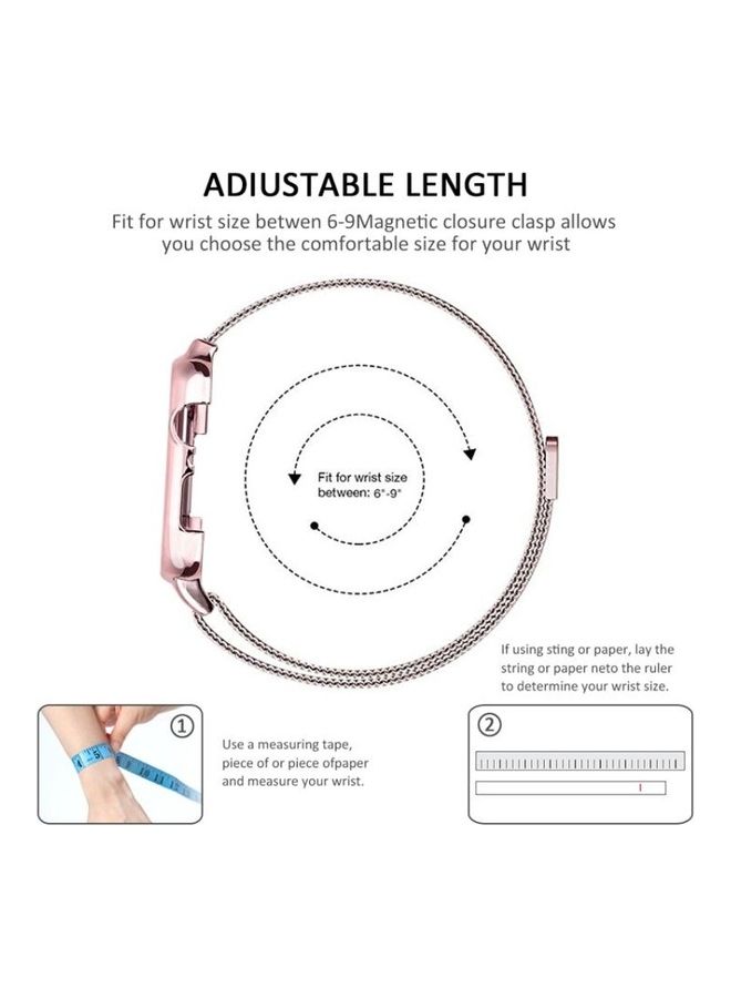 HuHa - Milanese Loop Magnetic Stainless Steel Watchband With Frame For Apple Watch Series 4/5 40mm Rose Pink - Image 1