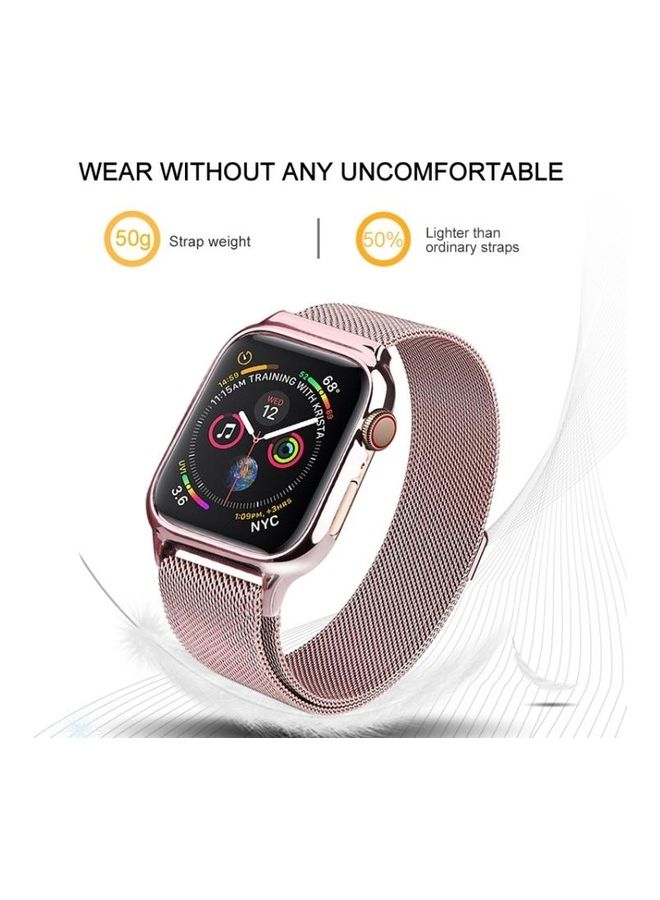 HuHa - Milanese Loop Magnetic Stainless Steel Watchband With Frame For Apple Watch Series 4/5 40mm Rose Pink - Image 1